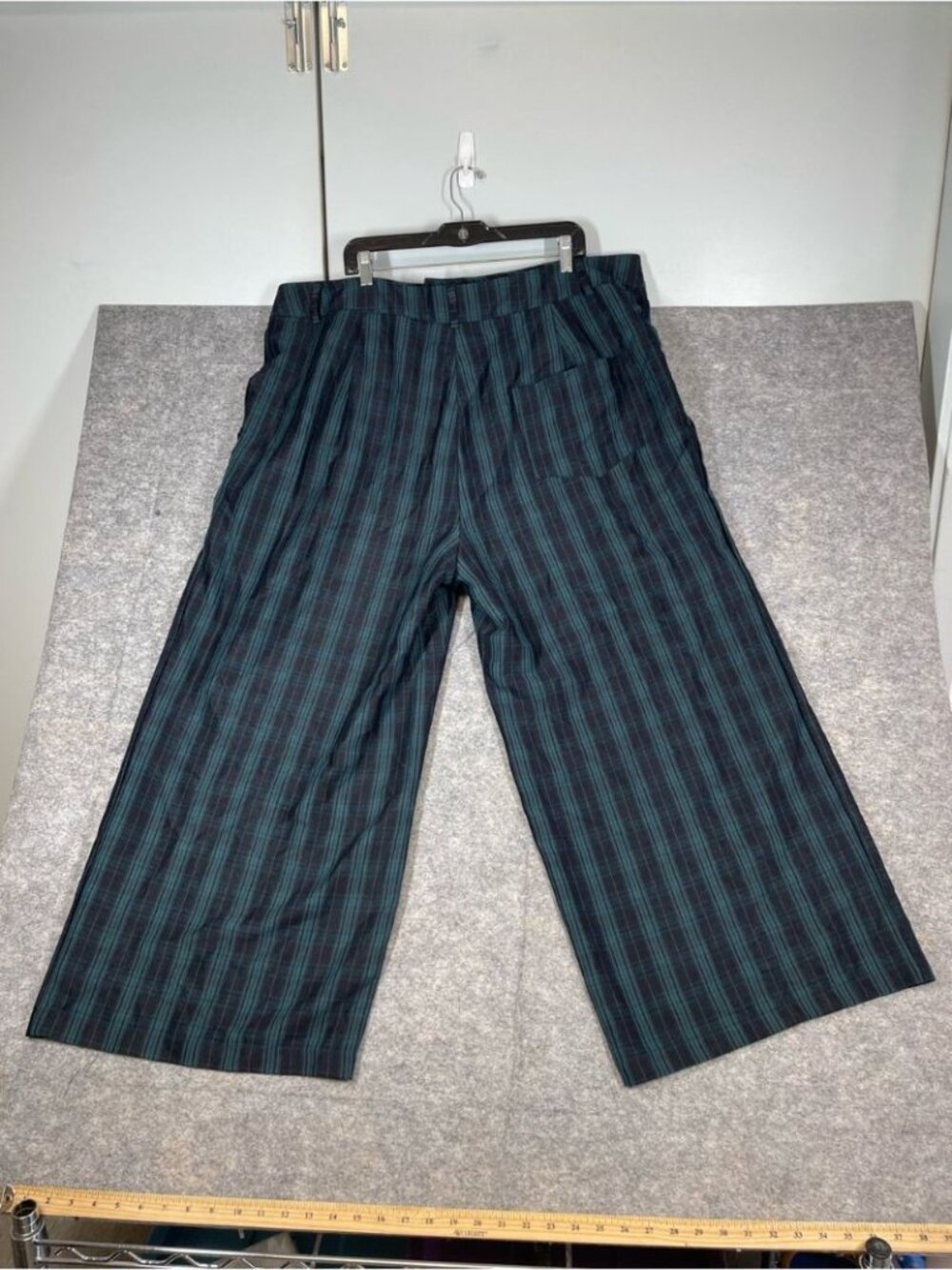 Cider Plaid Wide Leg Pants Blue Black 4XL Grunge Y2K Streetwear Academia Relaxed - Picture 10 of 15